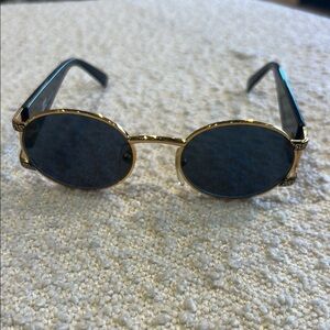 Versace Gold and Black Round Sunglasses